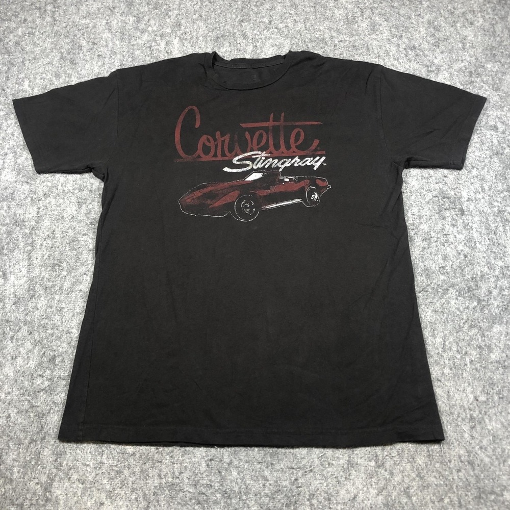 GM Corvette Stingray Shirt Mens XL Black Graphic Tee Car Auto Racing Muscle